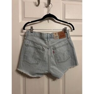 Levis 501 Button Fly 28 Shorts light wash cutoff blue jeans denim distress NWT